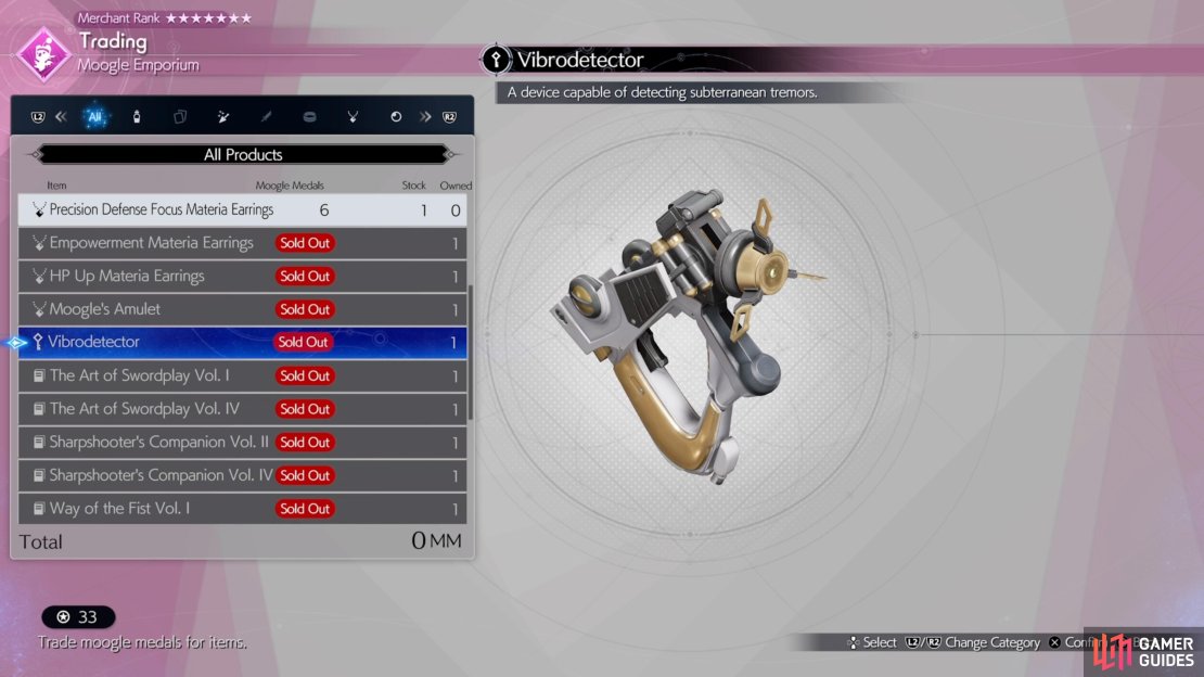 Use your Moogle Medals to purchase a Vibrodetector, once you&rsquo;ve leveled up their store.
