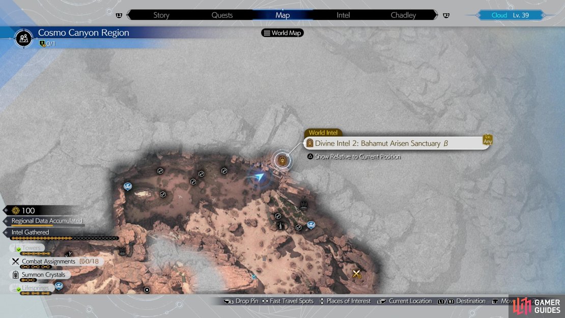 The location of the second Divine Intel location on the map.