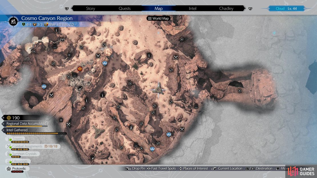 Make your way to the current generator along the southeastern edge of Cosmo Canyon,
