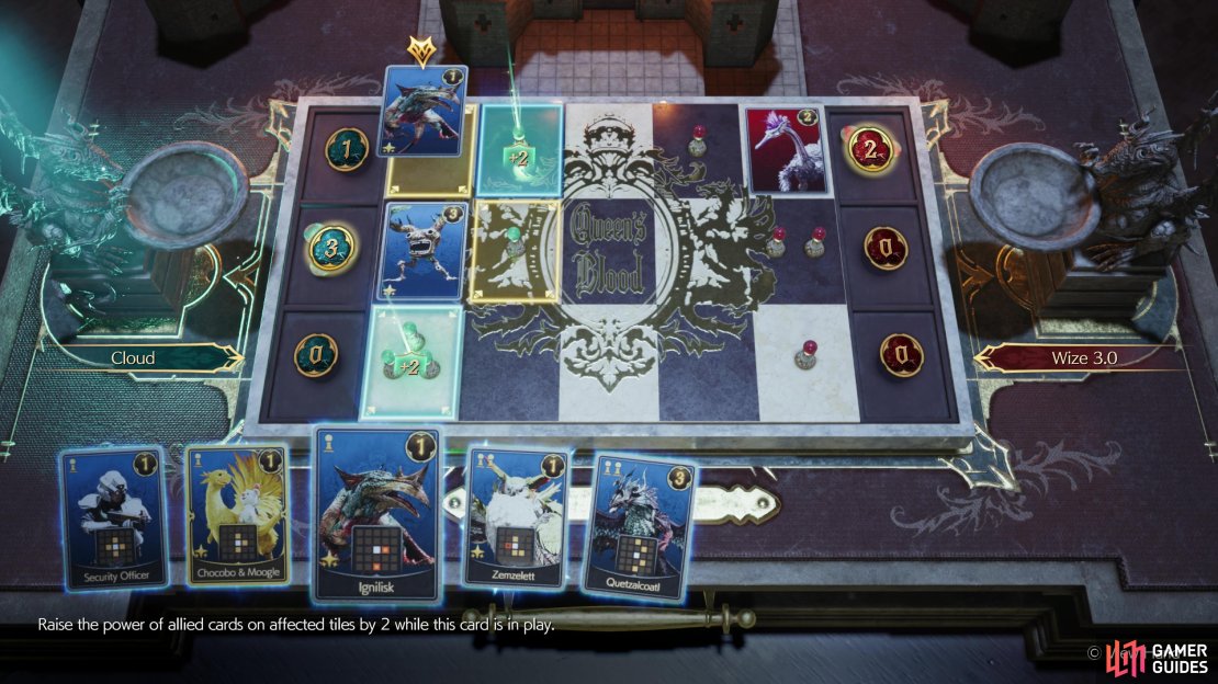 The general strategy with this deck is to buff your own cards while claiming tiles.