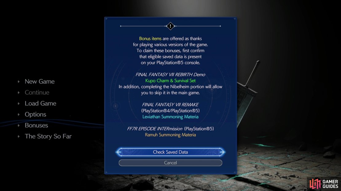 Select the &ldquo;Bonus&rdquo; option in the main menu,