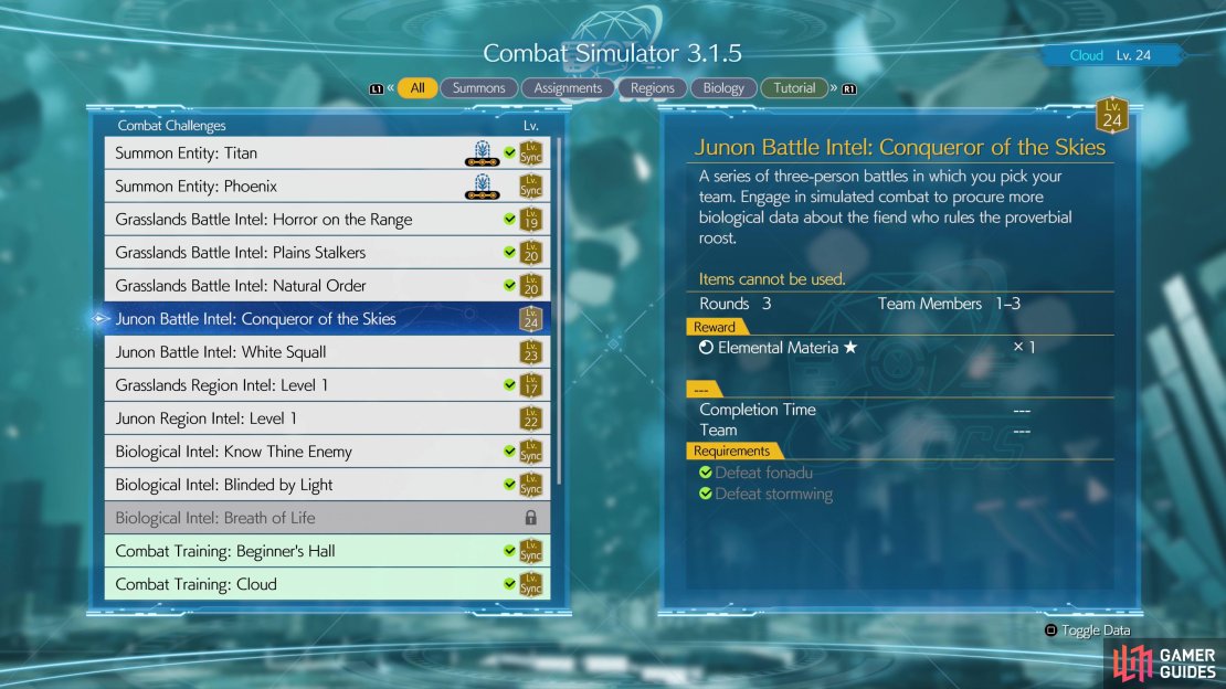 Both orbs of Elemental Materia can be obtained by completing Chadley&rsquo;s VR battles, one in Chapter 4 and another in Chapter 9.