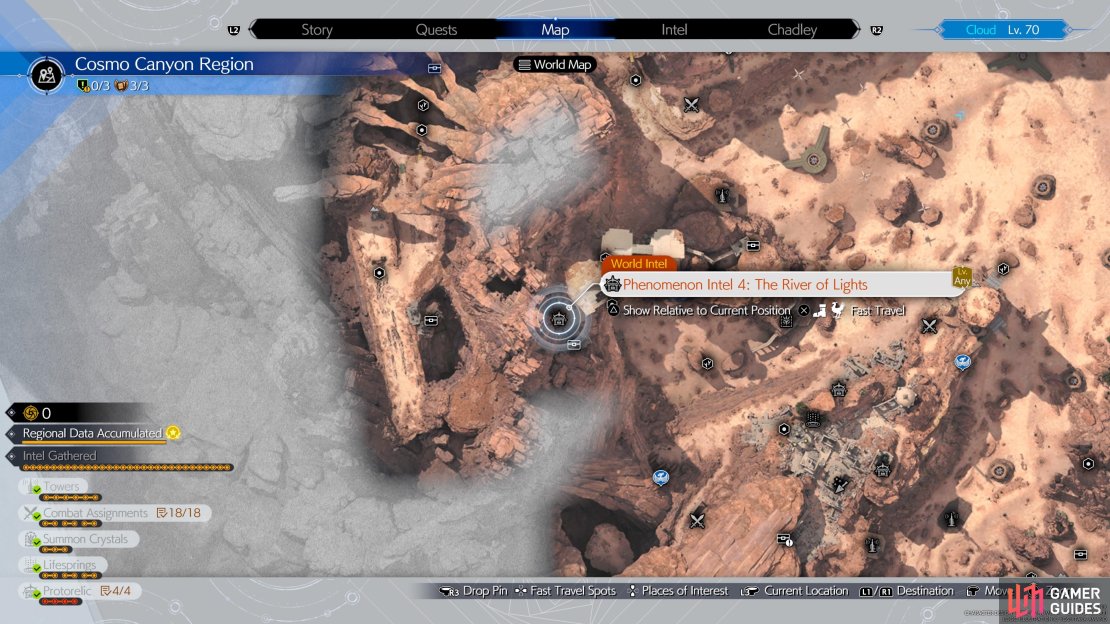 The location of the fourth, and final, Protorelic spot in Cosmo Canyon.