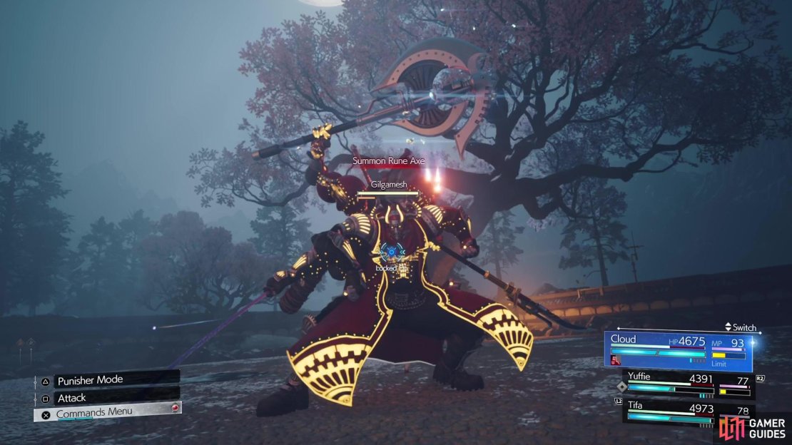 Gilgamesh will utilize various weapons as the fight carries onward. 