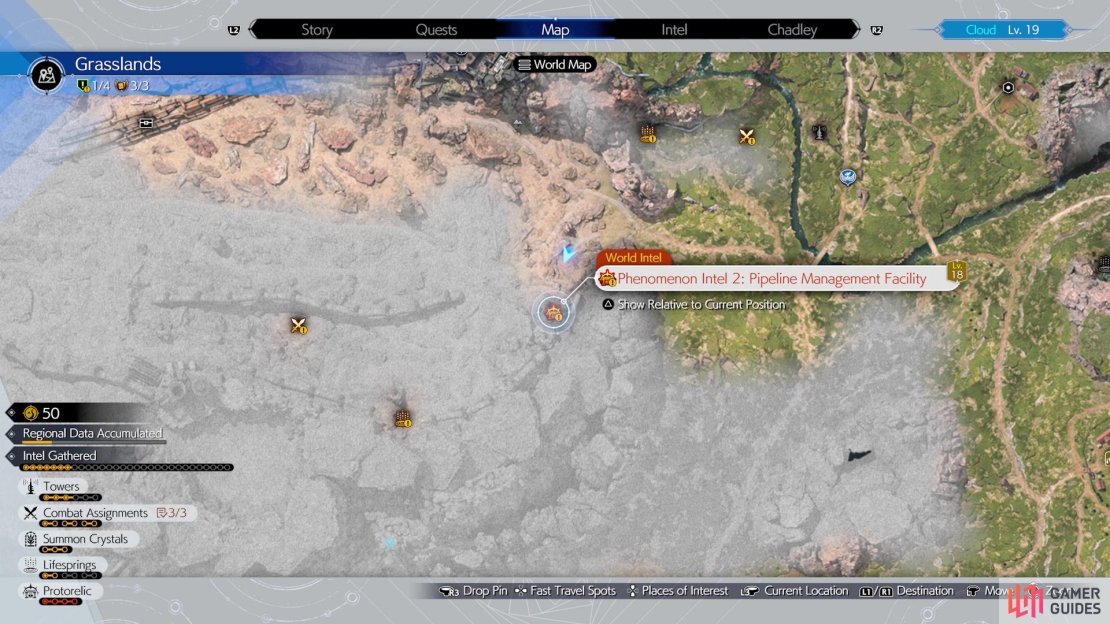 The location of the second part for the Grasslands Protorelic.