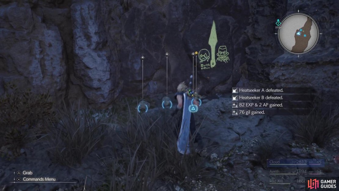 There are various markings drawn by Yuffie that will guide you along the way.