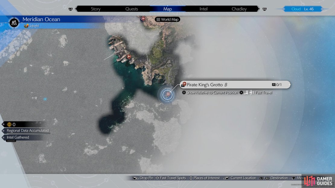 Head to this location on the map to find the Pirates Grotto b