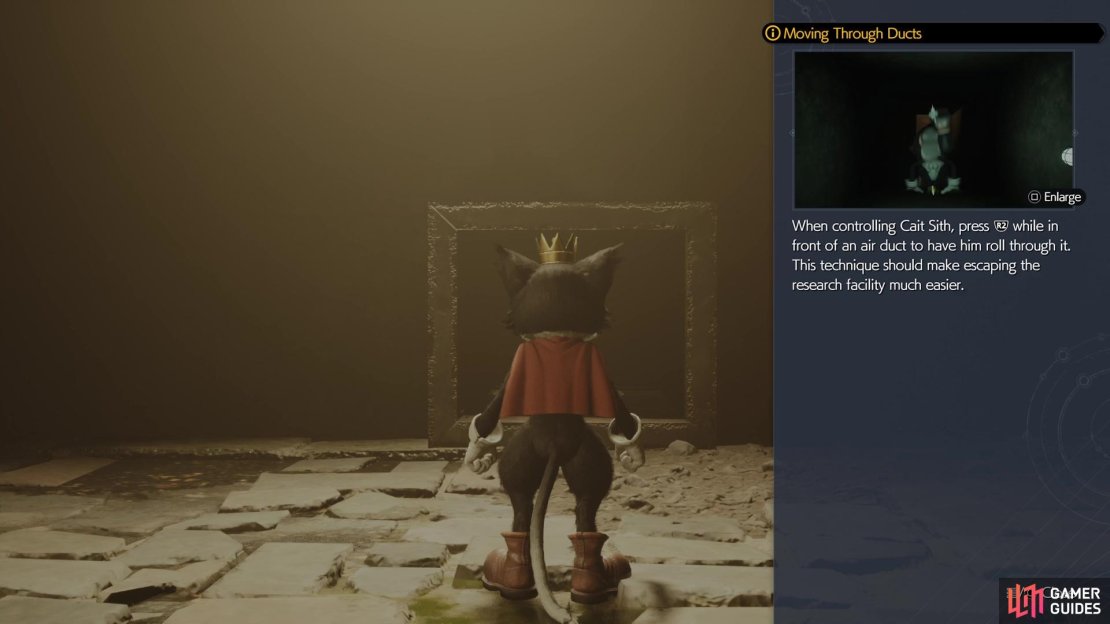Cait Sith&rsquo;s small stature allows him to roll through the various air ducts.