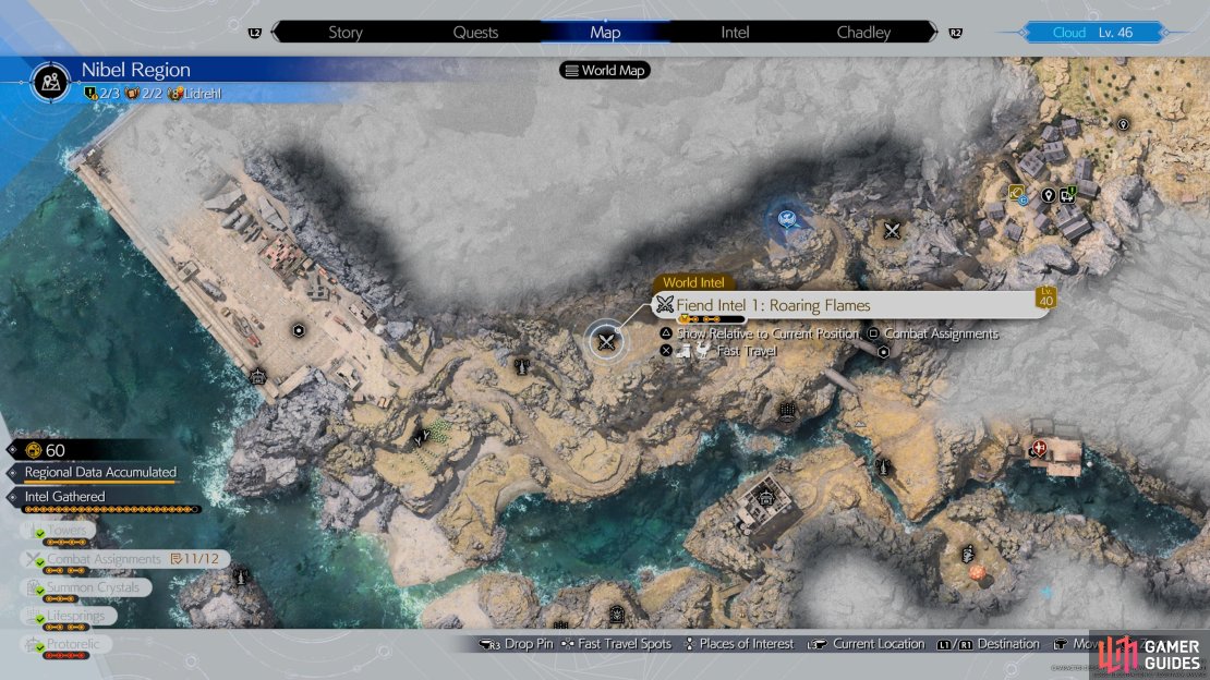 Head to this location on the map to find the Roaring Flames Fiend Intel