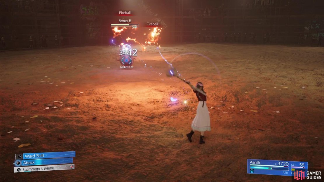 Evading the Bombs&rsquo; Fireballs will be the biggest problem for Aerith.