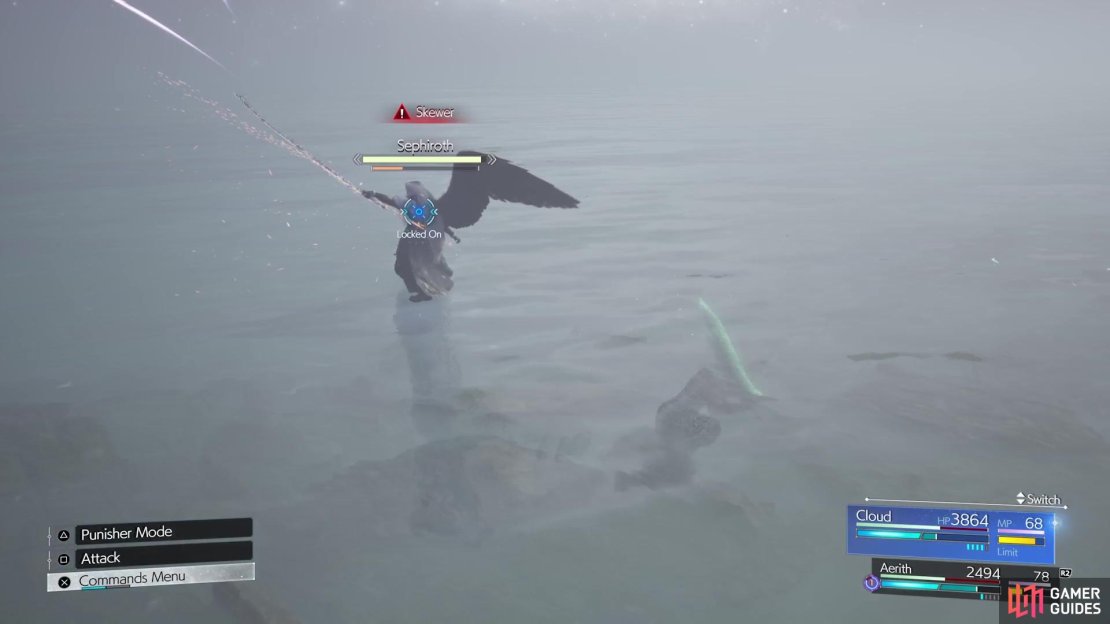 Skewer is the same attack as it was in the earlier battle.