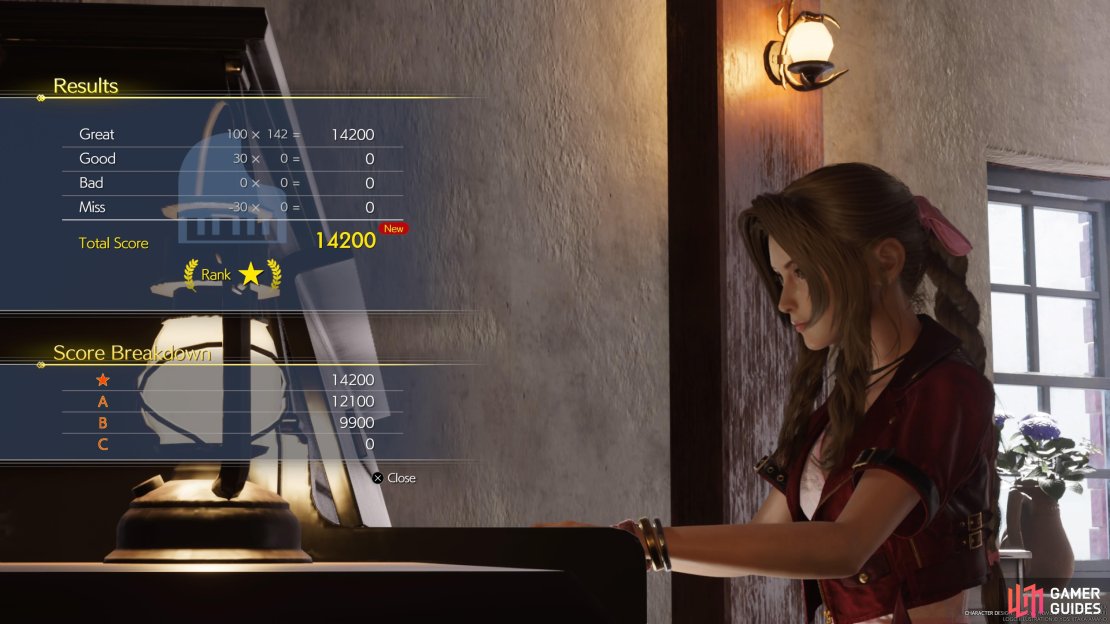 To get a star rating, you need to perfectly hit all of the notes.