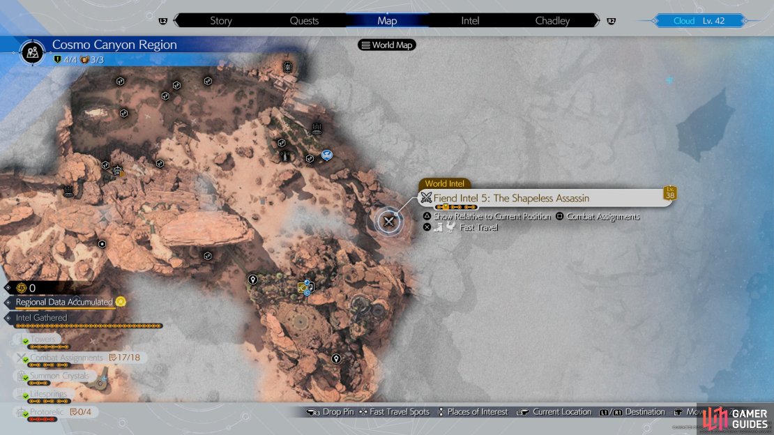 Head to this location on the map to find the Shapeless Assassin Fiend Intel.