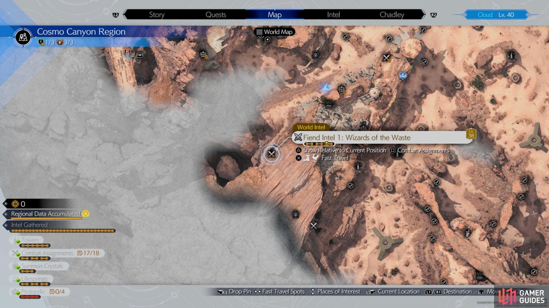 Head to this location on the map to find the Wizards of the Waste Fiend Intel