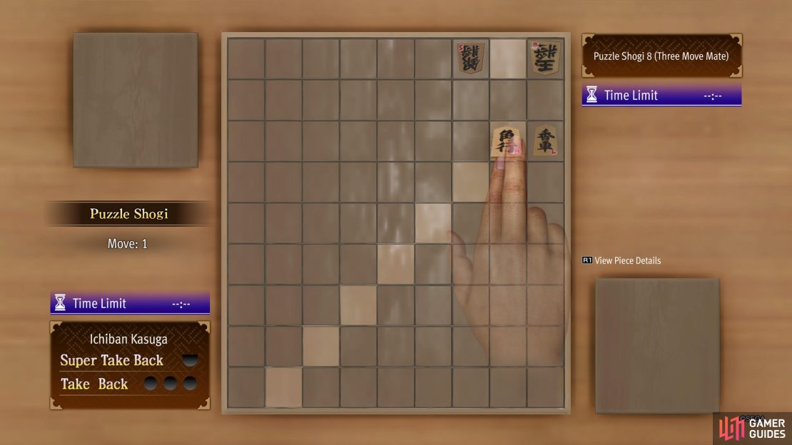 Move your Bishop to the left of the Lance for the first move of Level 8.