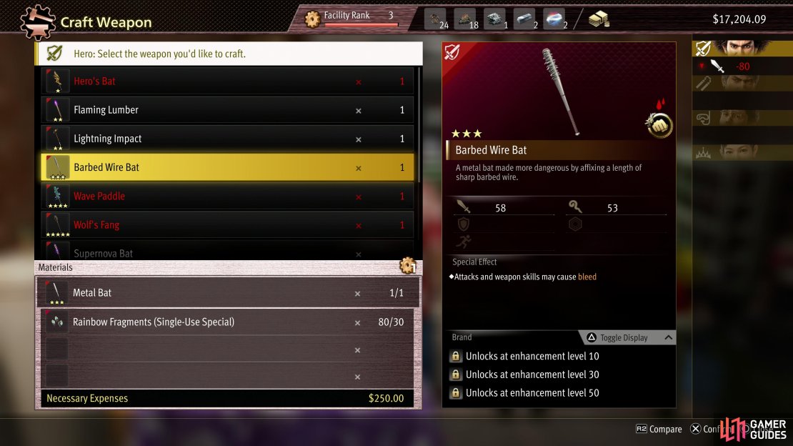 If you&rsquo;re willing to do some grinding, there are a few potent weapons you can craft in Chapter 4, including the Barbed Wire Bat.