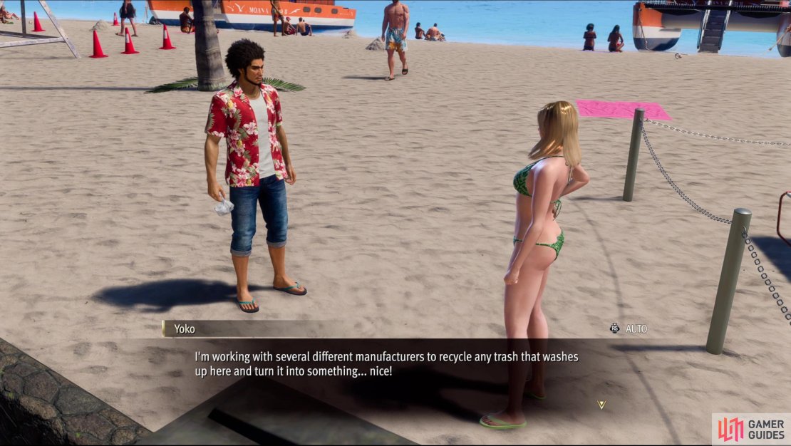 On the eastern end of Aloha Beach you&rsquo;ll find a woman named Yoko, who has a trashy task for you.