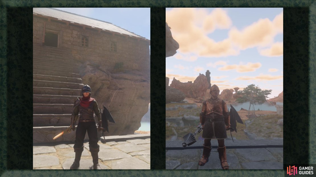 The Adventurer Set is one of the first &ldquo;DPS&rdquo; sets you can get (Left). While the Tank Set does what it says on the tin (right).