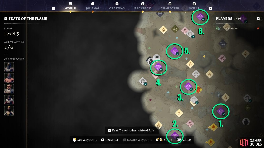 Here, you can see all six Elixir Wells in Springlands.