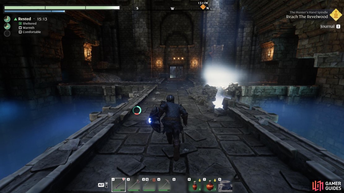 Go to the end of the central chamber and turn left.