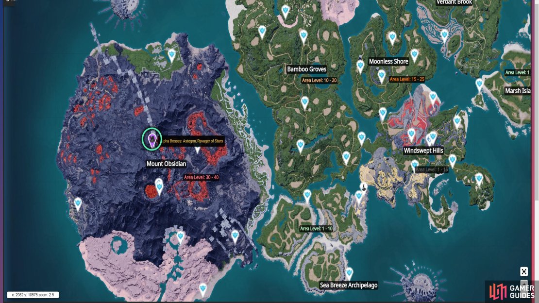Teleport to the Mount Obsidian Midpoint and head west.