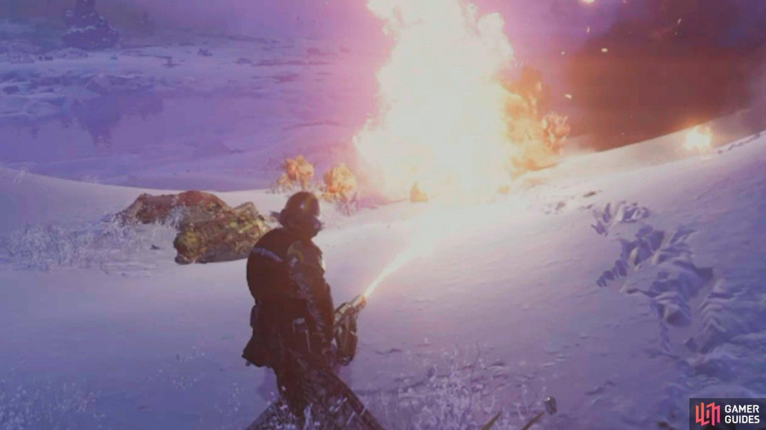 Easily burn the flesh of the Terminids with the support weapon.