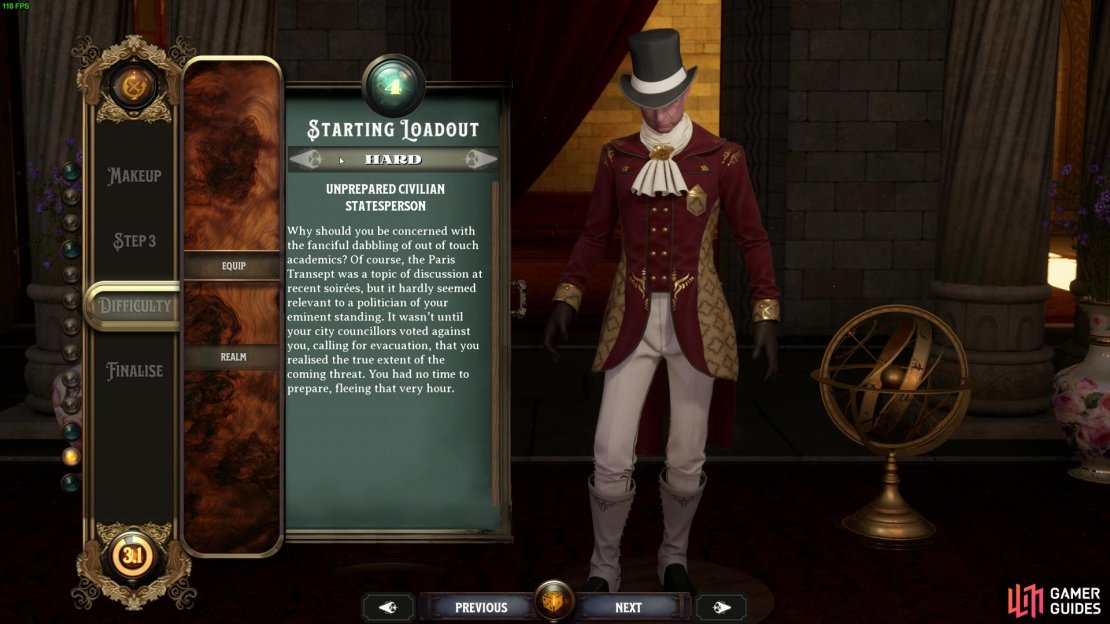 Now you&rsquo;re done modifying your character; you can select your starting drip, which can correlate with early game difficulty.