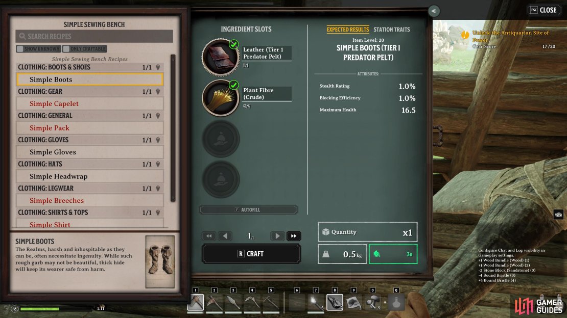 Here&rsquo;s how to craft Simple Armor in Nightingale.
