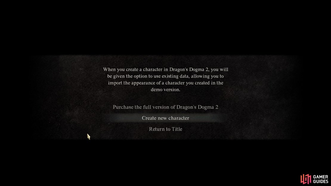 Players can import characters from the Dragon&rsquo;s Dogma 2 Character Editor during character creation in the full game.