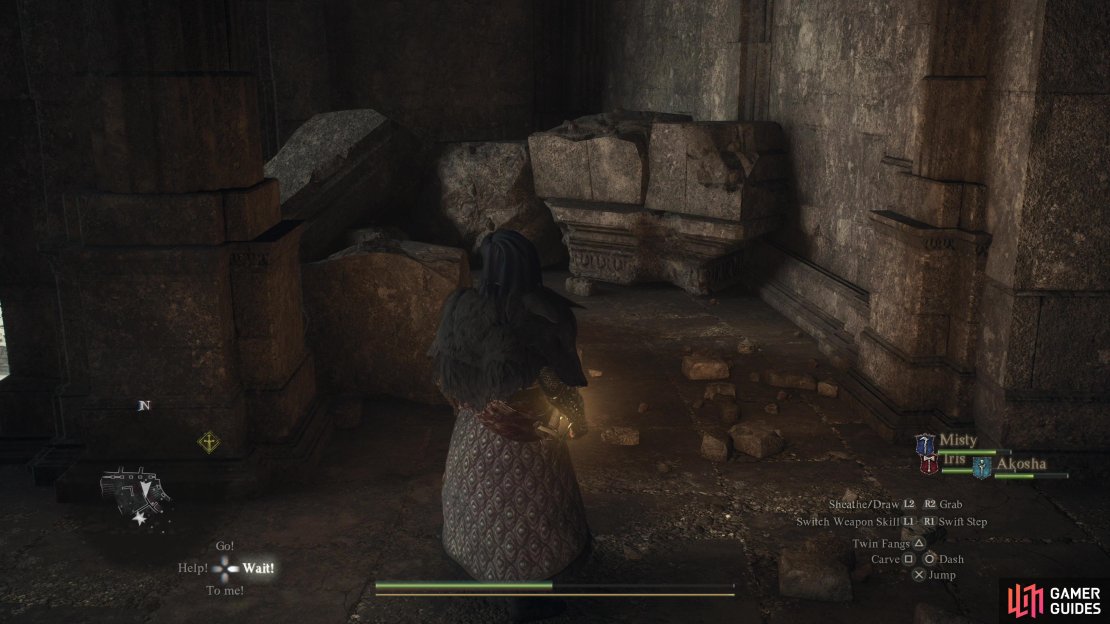 Search near the stairs at the start of 3F to spot some rubble,