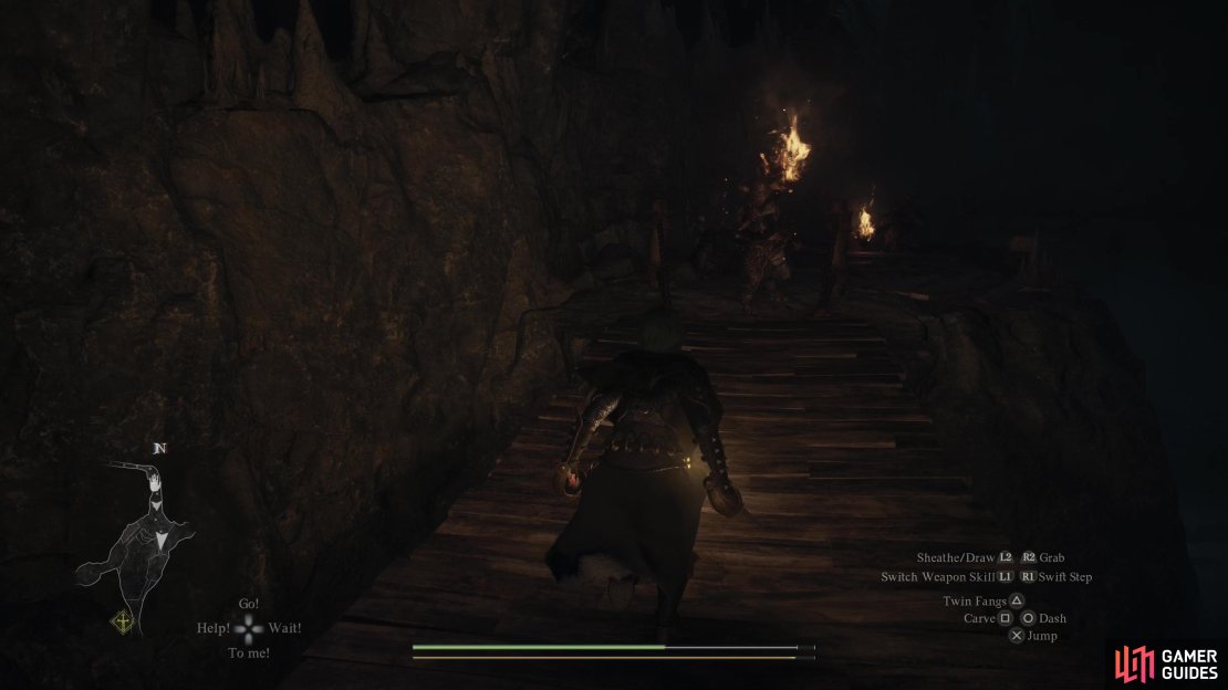 The upper reaches of the first cavern complex is inhabited by hobgoblins - cross a bridge