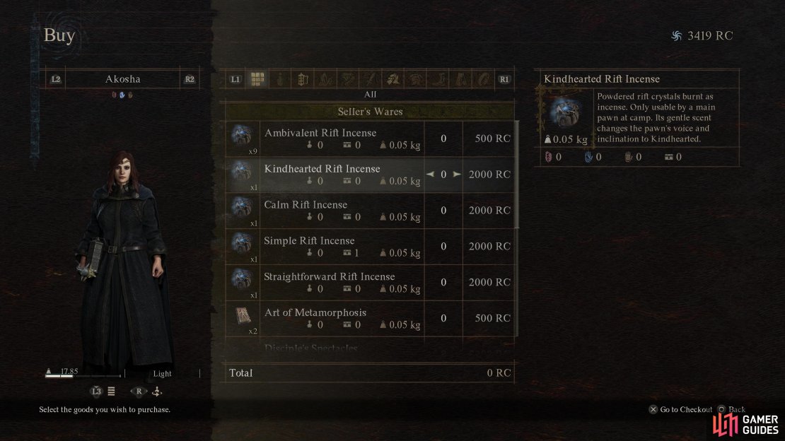 You can buy Rift Incense that will change your pawn&rsquo;s inclination, causing them to act differently in combat.