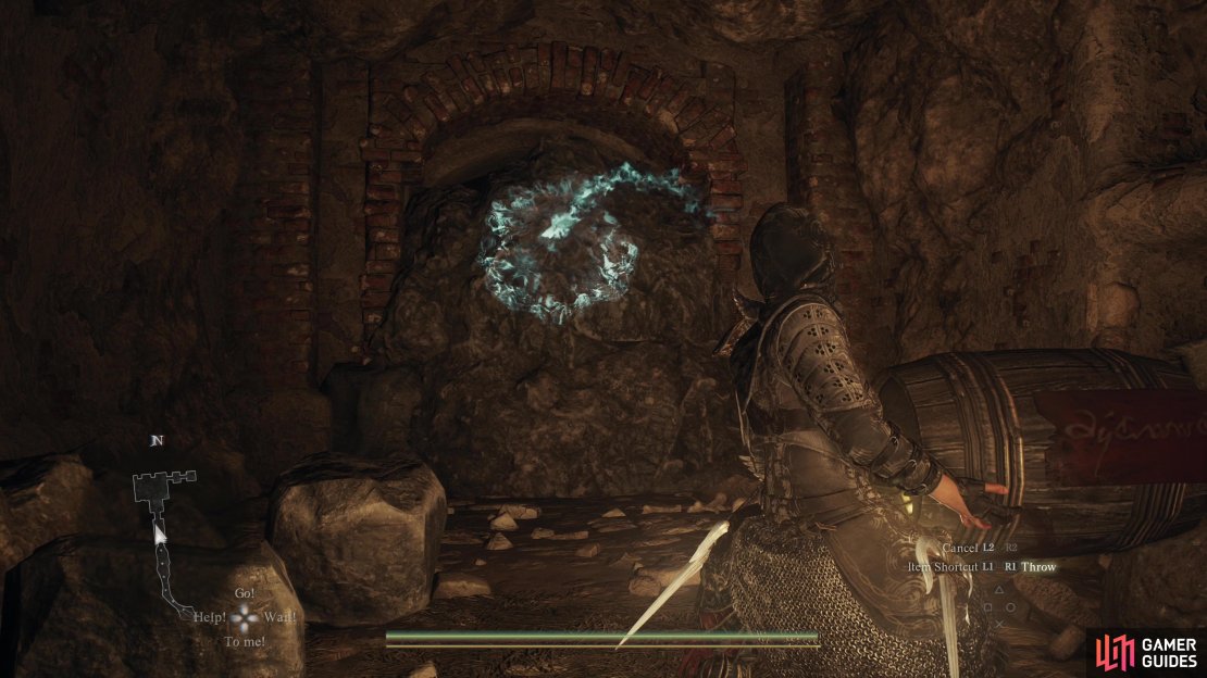Use an explosive barrel to destroy an obstruction,