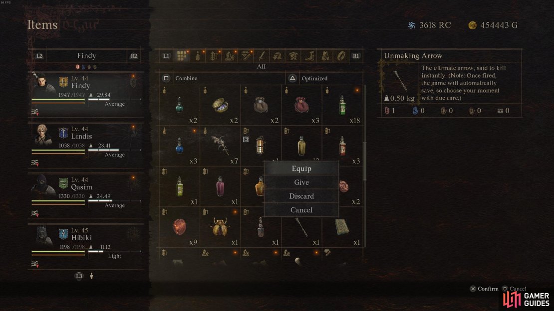 You need to equip the Unmaking Arrow from your inventory to use it.