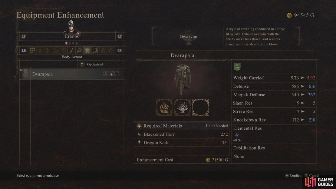 Dvarapal, getting enhanced with the Dwarven Smithing Style.