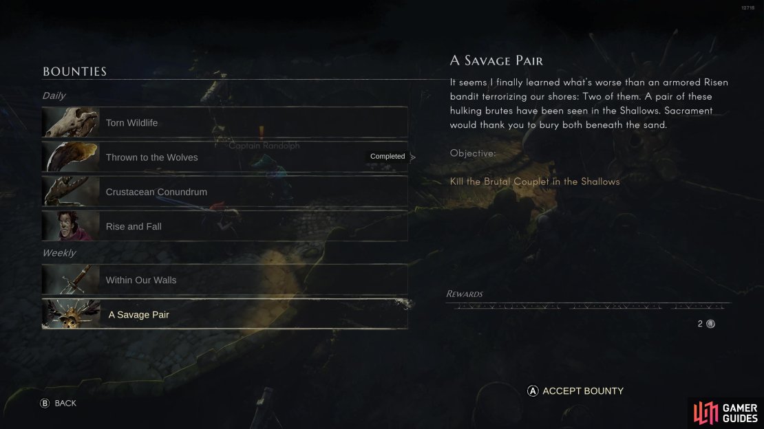 Weekly bounties pit you against stronger foes,