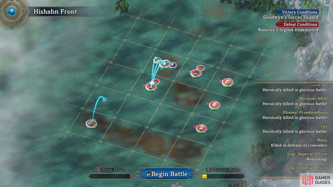 Try to keep your units together until the fourth legion joins.