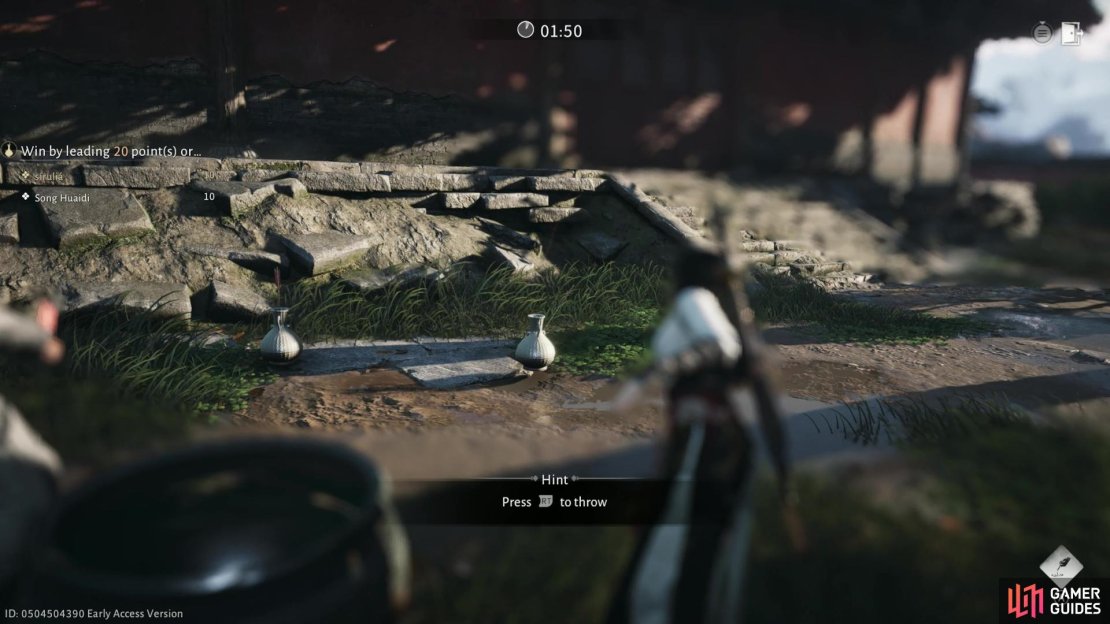Drunken Precision can make the aiming time of the Pitch Pot game easier, but it&rsquo;s still relatively easy anyway. Image via Gamer Guides / NetEase.