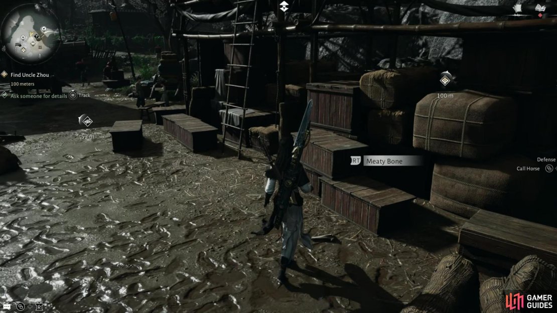 Grab the Meaty Bone to start The Dogs Know Best Wandering Tale in Where Winds Meet. Image via Gamer GUides / NetEase.