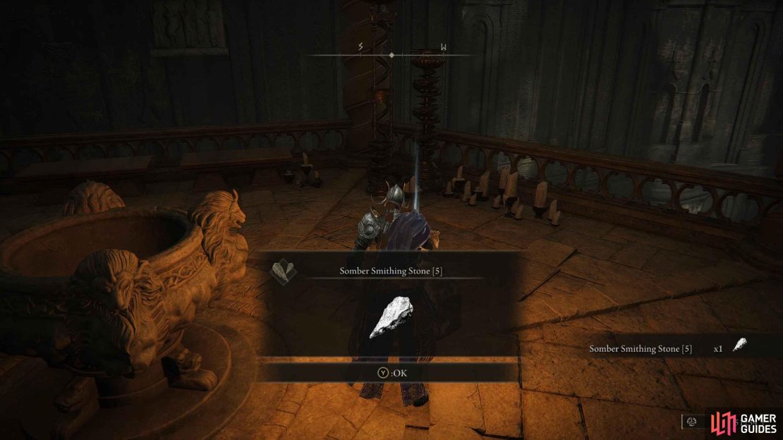 Collect the Somber Smithing stone from behind the chalice.