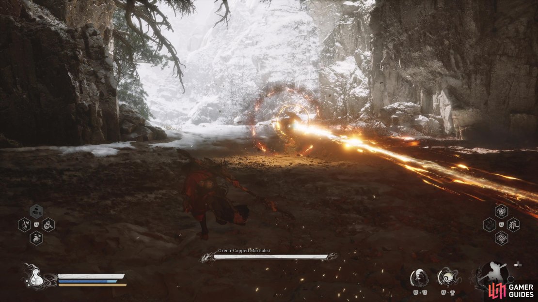 Dodge to the side of the beam to leave him wide open.