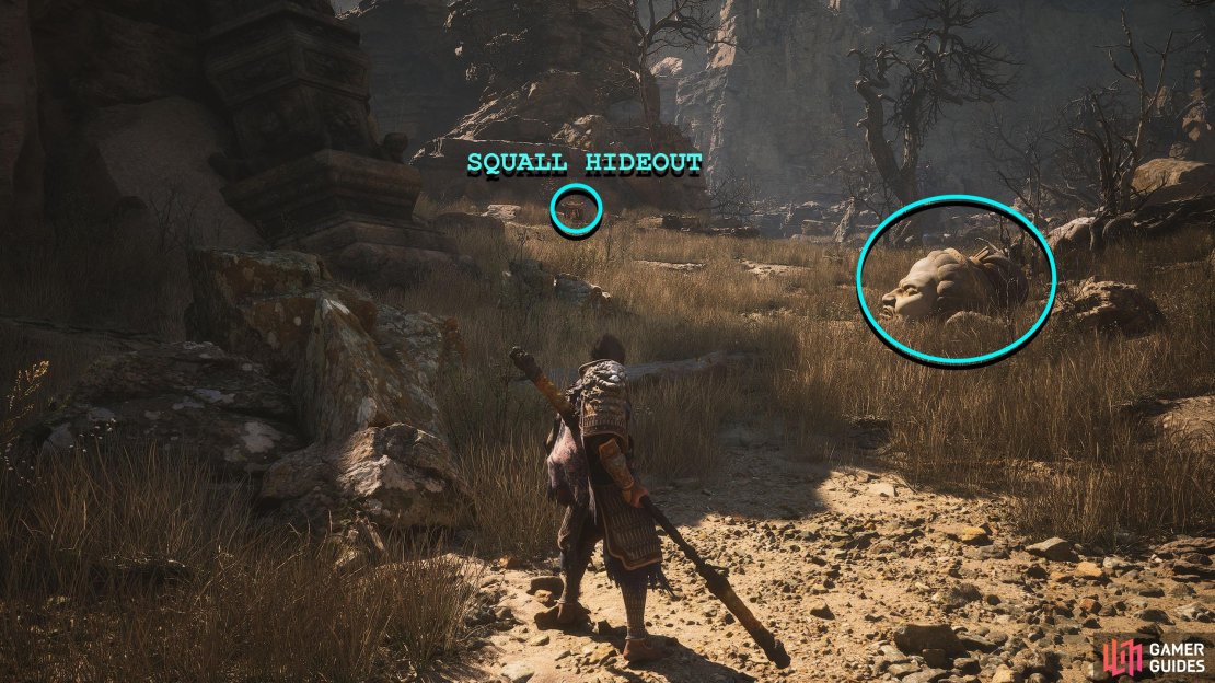 The first Buddha&rsquo;s Head can be found on the path between the large doors and the Squall Hideout Shrine.