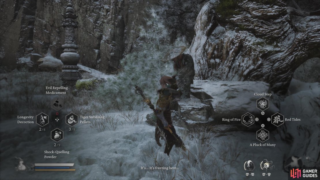 Cast Ring of Fire when the Treasure Hunter mentions he&rsquo;s freezing.
