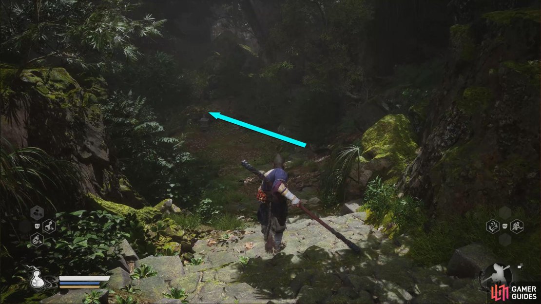 From the Shrine, head down the path.