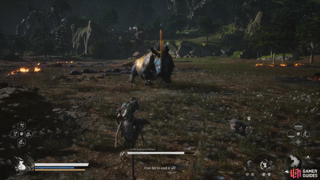 The Gold Armored Rhino will drop the body piece.