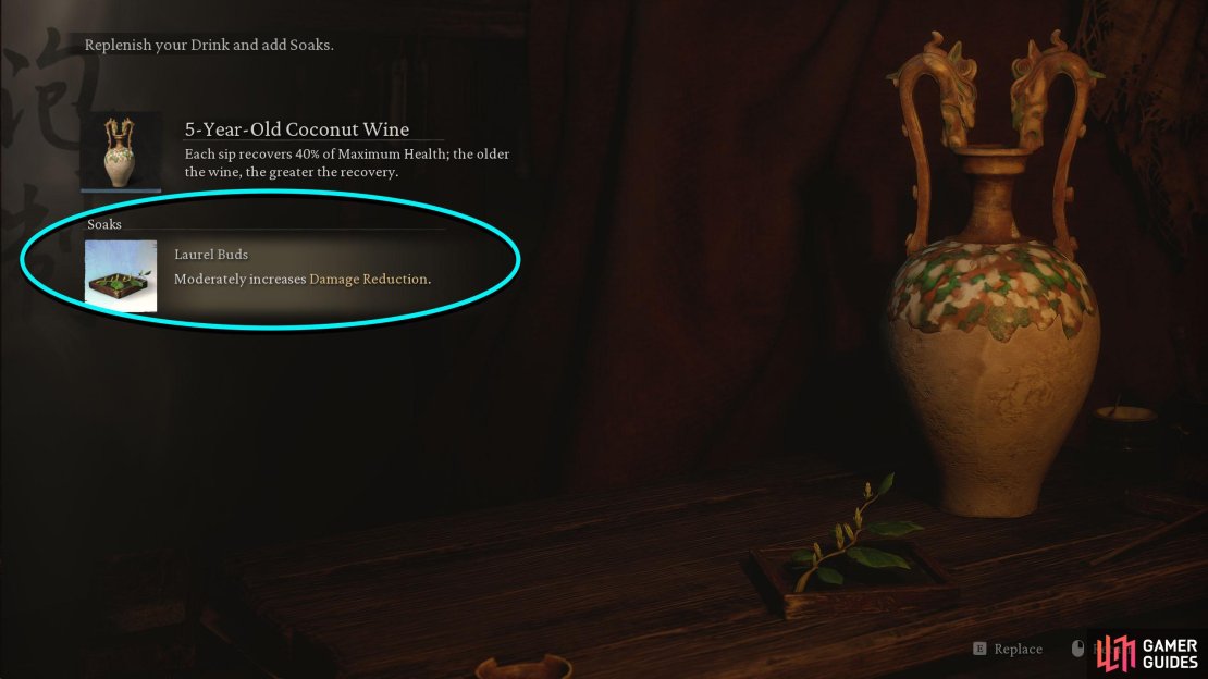When you select Brew at the Shrine, the bottom option will be for the Soaks you&rsquo;ve found.