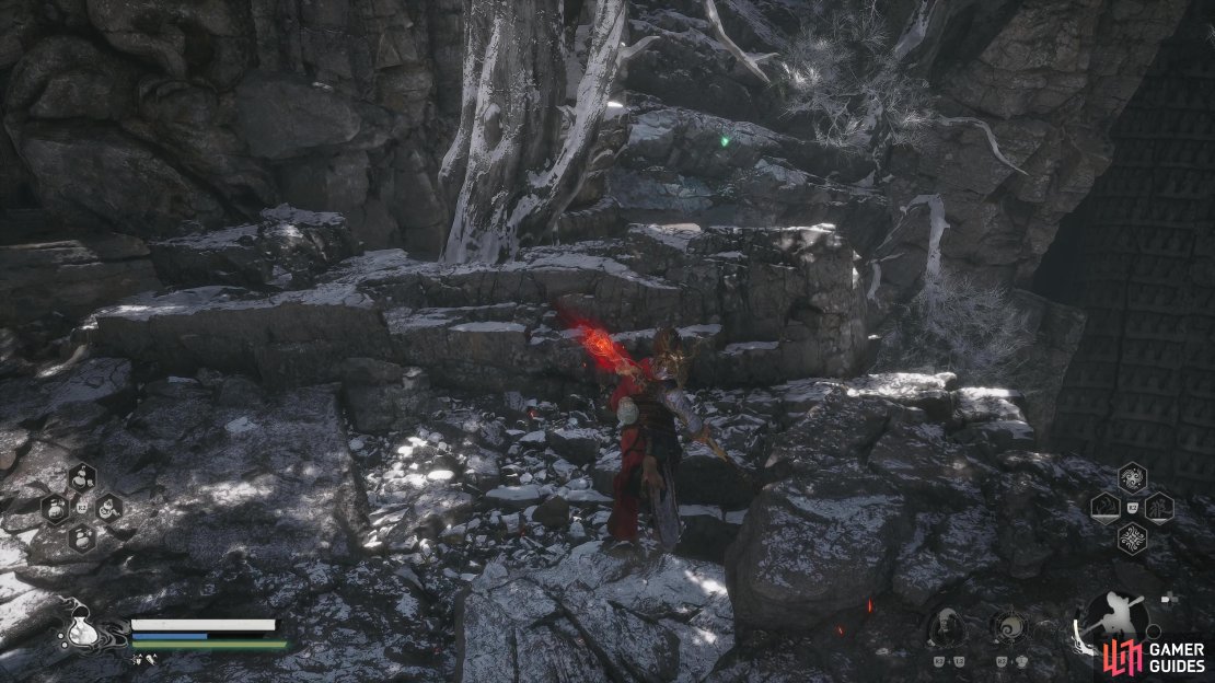 Go behind this rock after defeating Non-White.