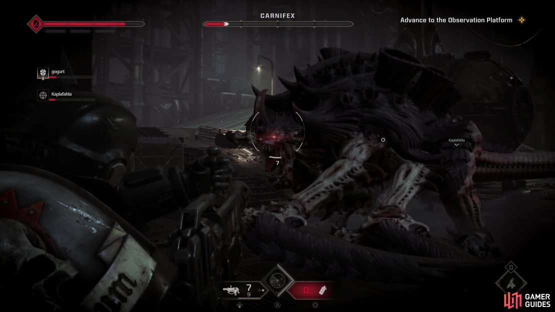 You&rsquo;ll know a terminus enemy when you see it - they all boast proper boss bars, like this Carnifex here.
