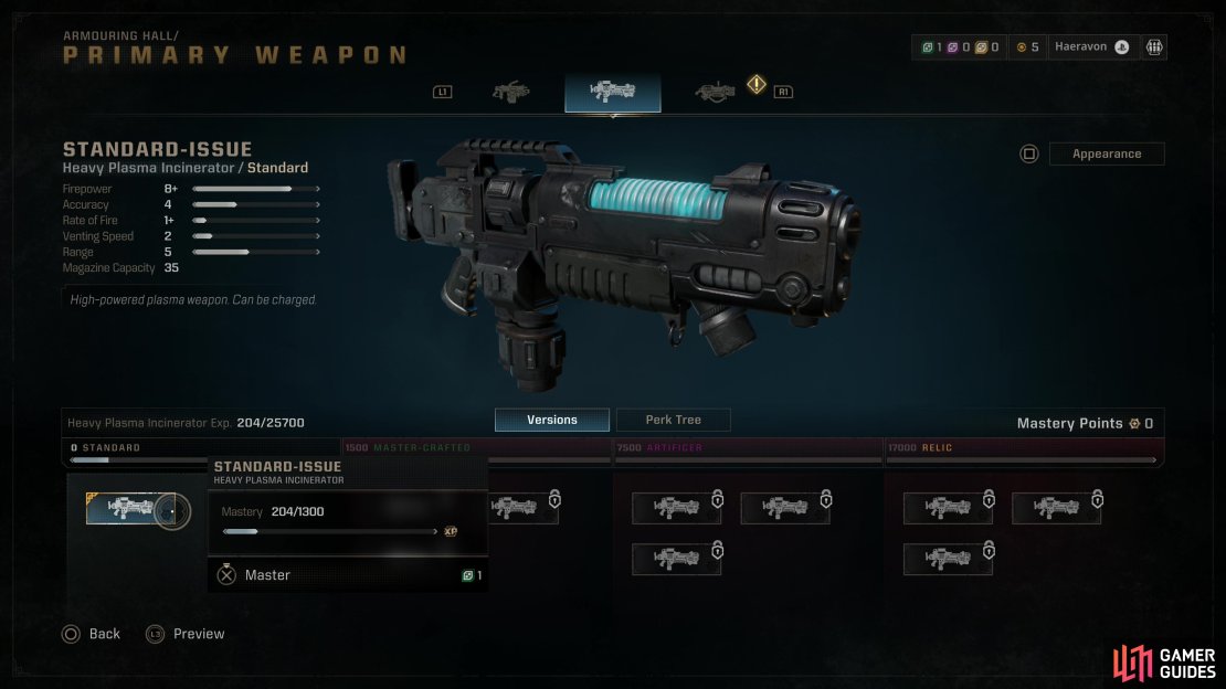 The Heavy Plasma Incinerator is a high-damage, medium range weapon.