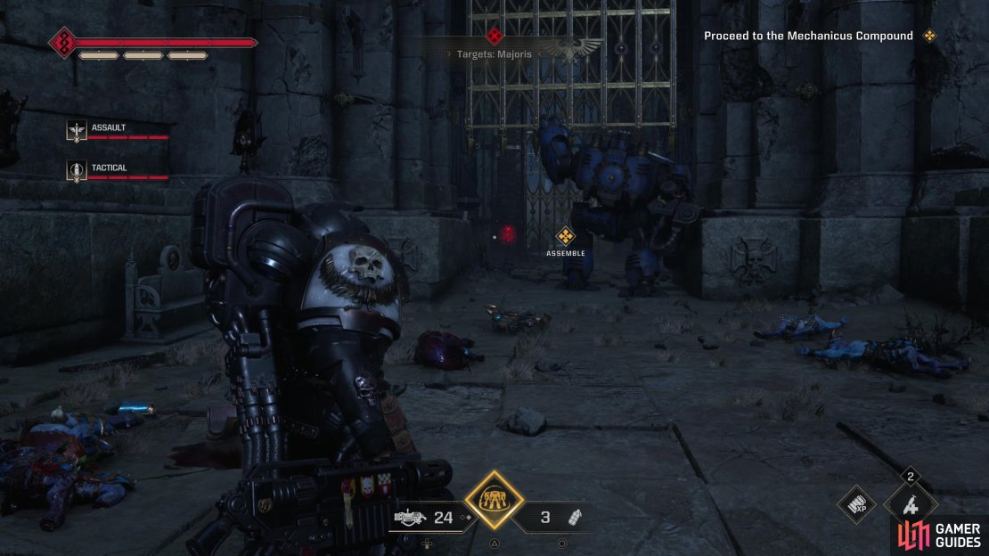 Advance through the level until you team up with a friendly Dreadnought,